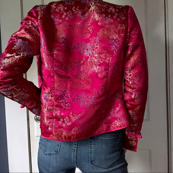 1994 Old Navy Hot Pink Asian Brocade Jacket - Picture 3 of 8